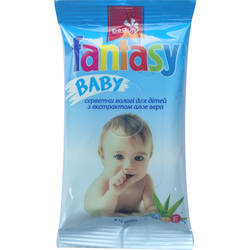 Салфетки влажные FANTASY BABY (Фентези бейби) для детей с экстрактом алоэ вера 15 шт